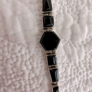 Sterling and black stone bracelet